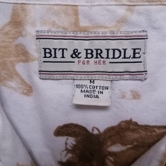 Bit & Bridle  Shirt w. Horse Pattern, Med. - Picture 4 of 5